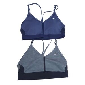 2 Pack Nike Indy Dri-FIT Light Support Sports Bra Sz M Navy Grey Mesh Panel Gym